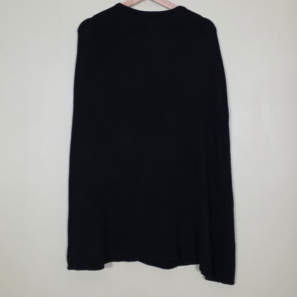 Banana Republic Merino Wool Cape XS Black Buttons Oversized Slouchy Goth Witchy - Picture 2 of 13
